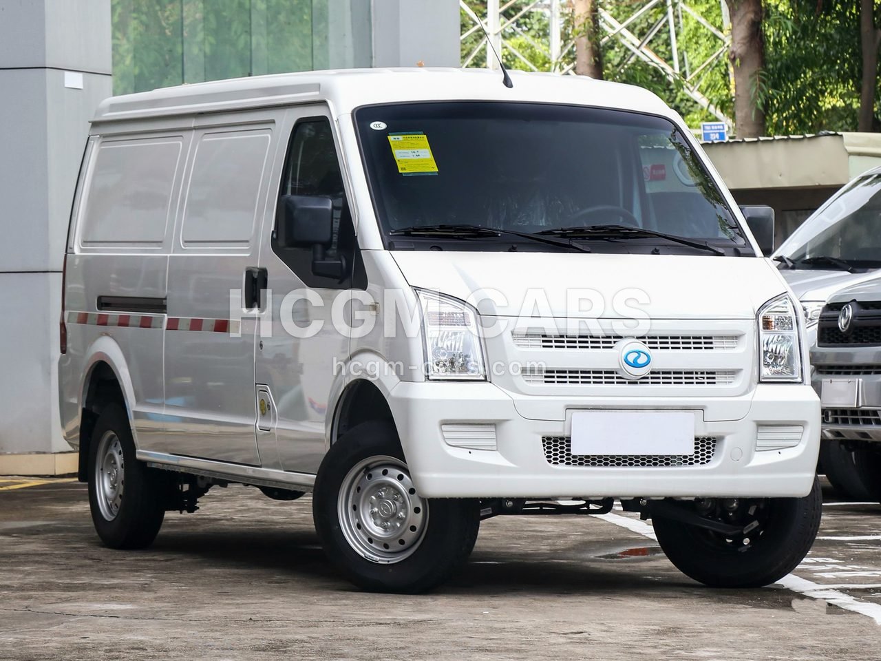 DFSK EC35 electric cargo van in white, front three-quarter view